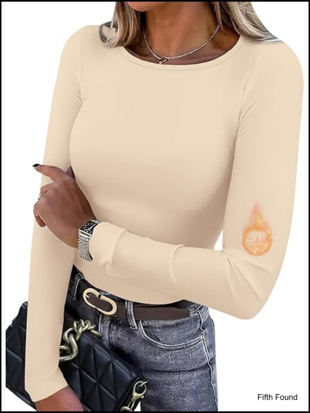 Long Sleeve Thermal Shirt Light Fleece Crew Neck Tunic Tops